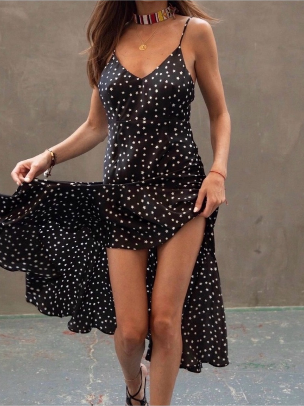 Never Fully Dressed Senorita Star Ruffle Slip Dress Black White Medium - Picture 3 of 12